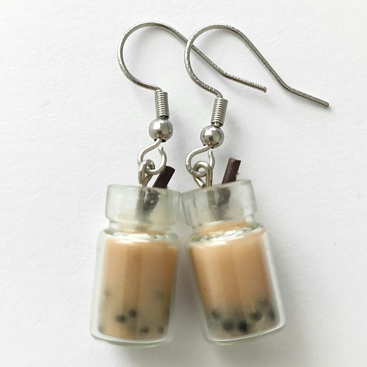kolczyki z masy plastycznej Kolczyki Bubble Tea 
