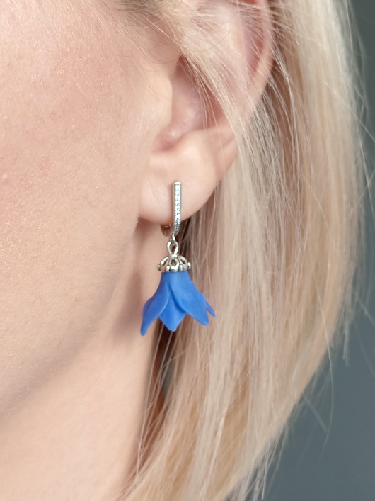 kolczyki z masy plastycznej Kolczyki Przylaszczki z gliny polimerowej, ręcznie robione