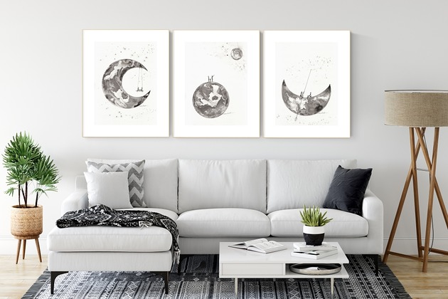 Zestaw 3 grafik 30 x 40 cm wykonanych ręcznie Krystyna Siwek Art