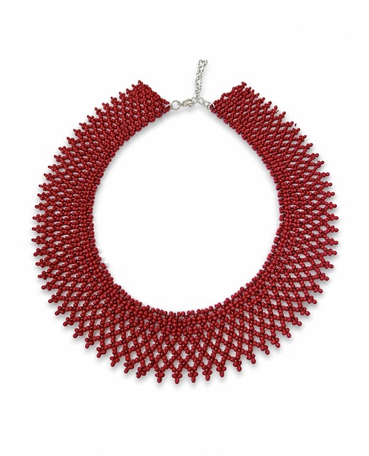 kolie Elegancka czerwona kolia koralikowa