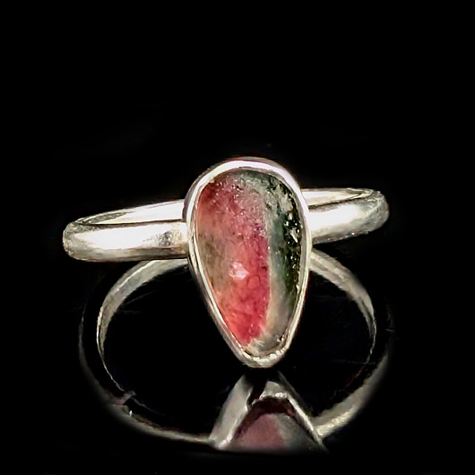 pierścionki srebrne Pierścionek subtelny arbuzowy turmalin