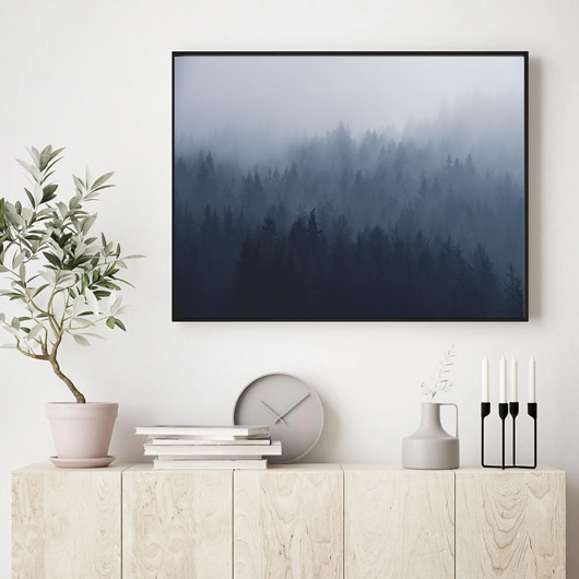 PLAKAT LAS WE MGLE poster góry black dot studio