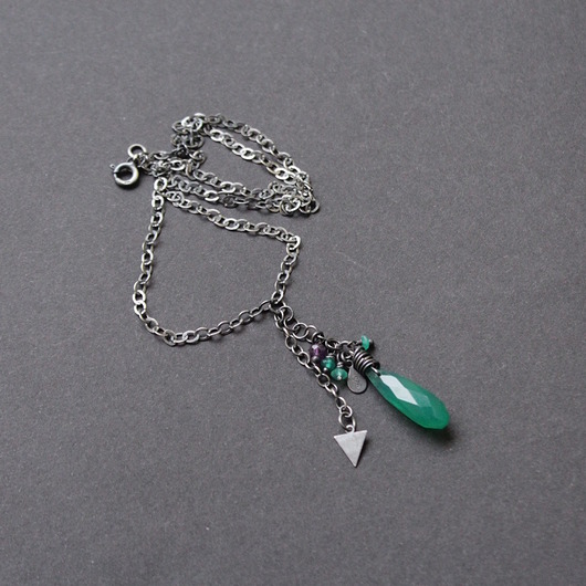 srebrne naszyjniki Naszyjnik Minerały w zieleni