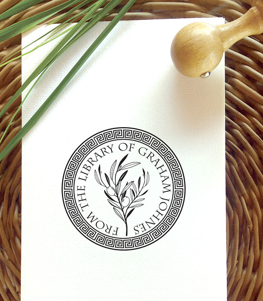stemple GAŁĄZKA OLIWNA personalizowany stempel Ex Libris
