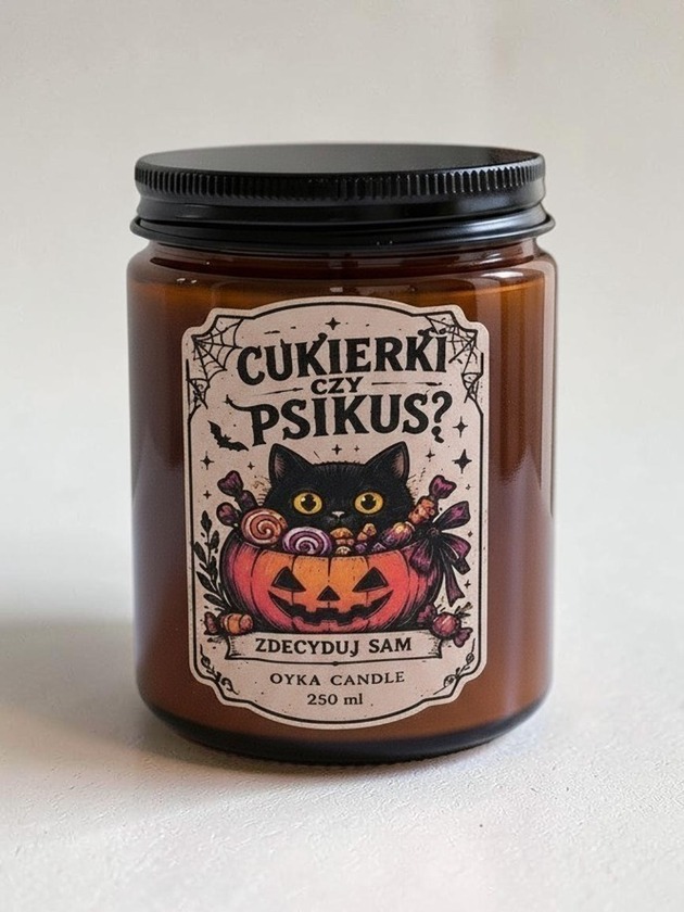 świeczniki i świece Świeca w słoiku zapachowa 250 ml Cukierki czy psikus