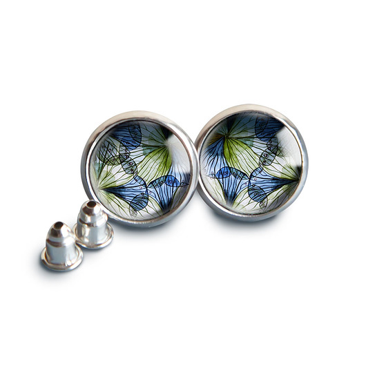 kolczyki szklane Blue spring kolczyki wkrętki