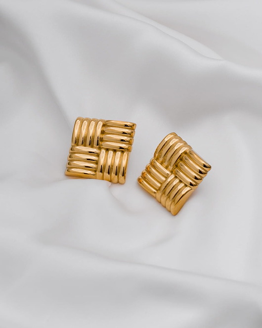 kolczyki pozłacane Złote modne kolczyki ze stali chirurgicznej pozłacane 18k