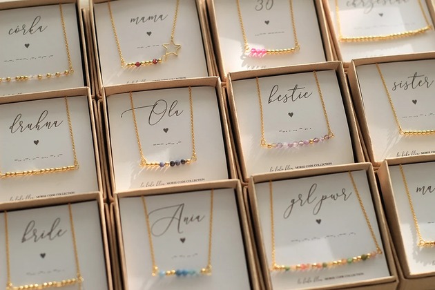 złote naszyjniki Alfabet Morse'a - Zamówienie Indywidualne - Le Boho Bleu