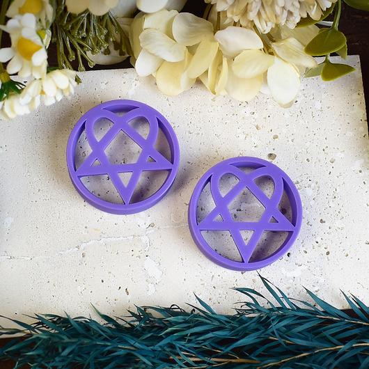 biżuteria różna Tunele do uszu 20-100mm Heartagram, HIM, Love Metal / ultra lekkie, druk 3D #4