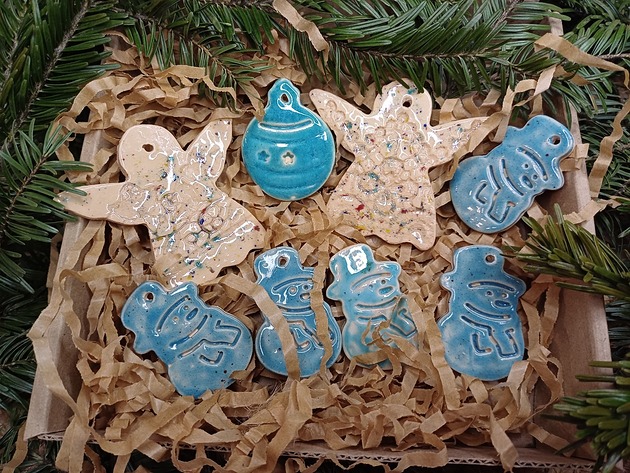 ozdoby choinkowe Komplet ceramicznych ozdób choinkowych