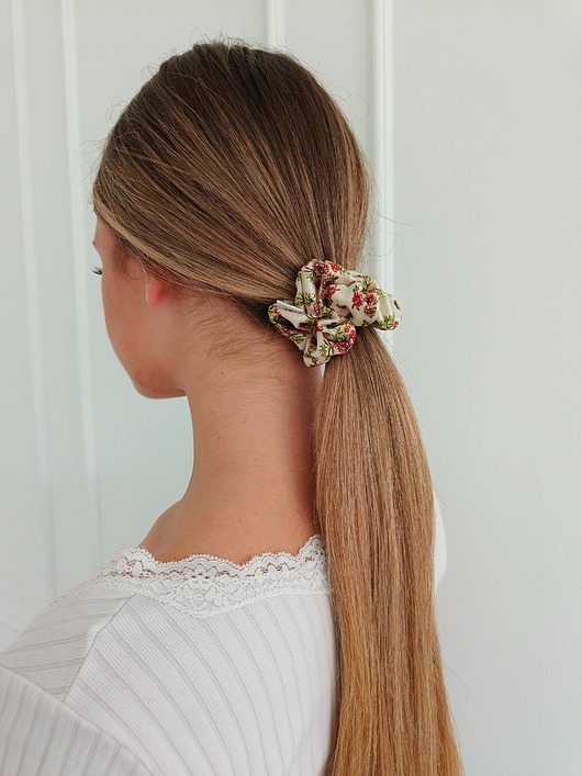 gumki do włosów Gumka jedwabna, scrunchie, vintage bloom MIDI