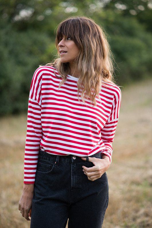 bluzki - inne Longsleeve w czerwone paski