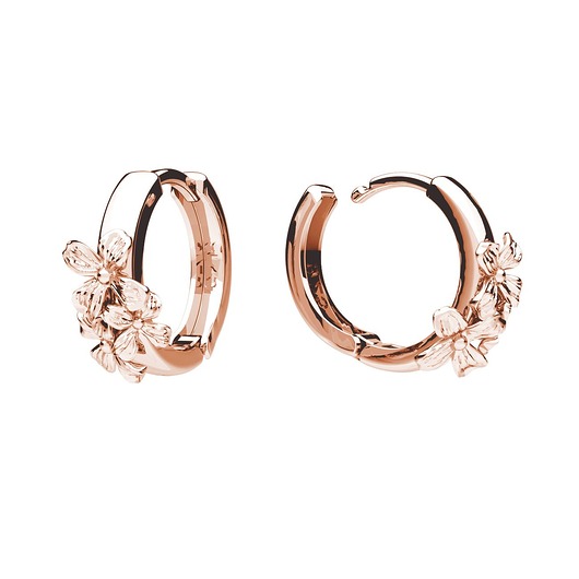 kolczyki pozłacane Kolczyki NIEZAPOMINAJKI kółka- srebro, złoto, różowe złoto