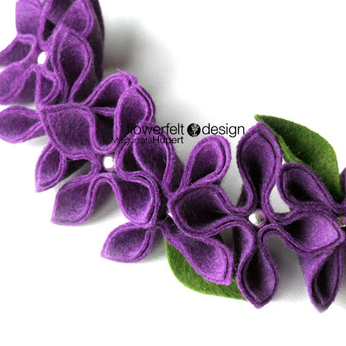 Wrzosowy z Oliwką - naszyjnik FlowerFelt Design