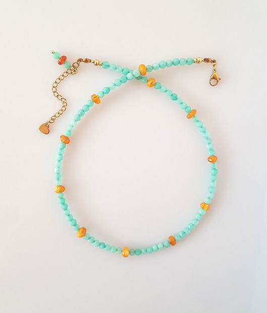 chokery Naszyjnik z Jadeitem i Bursztynem