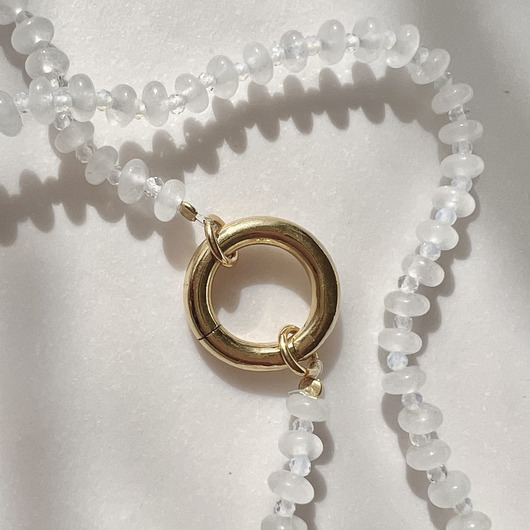 korale Naszyjnik ZAPIĘCIE KOŁO jadeit KOKOSOWY kamienie naturalne biały