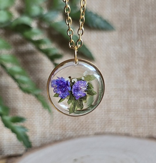 wisiory Wieczne kwiaty wisiorek kwiatowy kobiecy fiolet