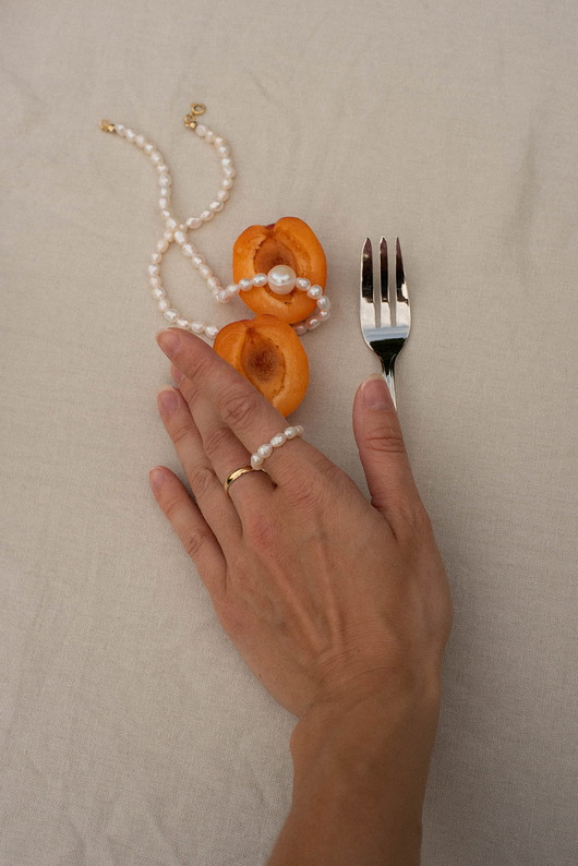 pierścionki - różne Pierścionek PEARL minimalistyczny z pereł naturalnych