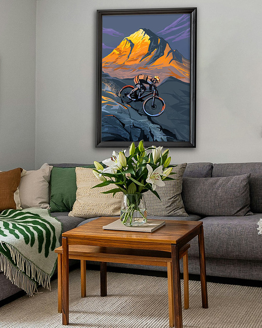 plakaty Kolarstwo górskie - zachód słońca - plakat 50x70 cm