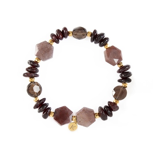 bransoletki z kamieni naturalnych Bransoletka w bordowo brązowej tonacji - Wersja Pozłacana