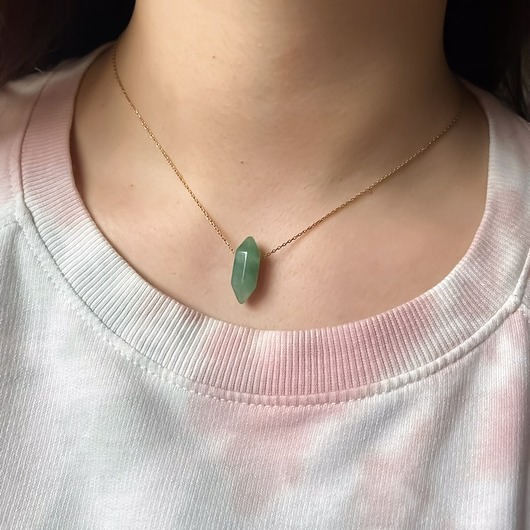 złote naszyjniki Naszyjnik z kamieniem awenturyn