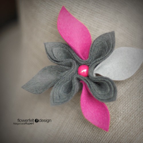 Szara z fuksją FlowerFelt Design