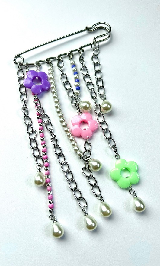 broszki Broszka z agrafką pastelowe kwiaty  biżuteria autorska Agrafka Studio