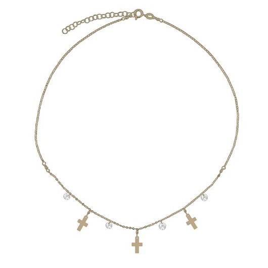 Srebrny pozłacany naszyjnik choker z krzyżykami  ATdiament