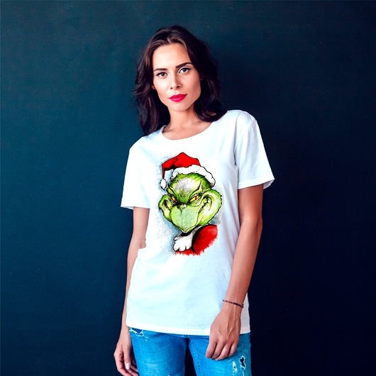t-shirt damskie Koszulka  z nadrukiem Grinch face