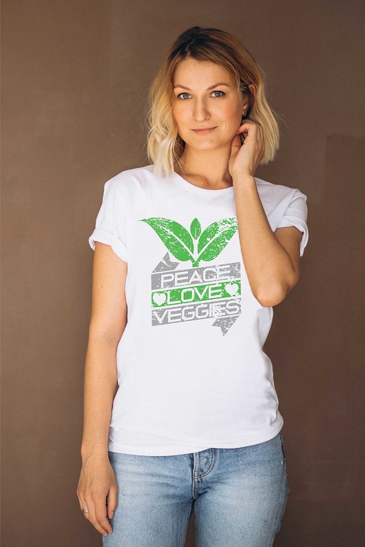 Koszulka organiczna z nadrukiem Peace Love Veggies ART ORGANIC