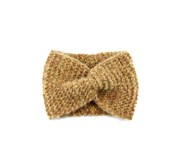 opaski do włosów Miodowa opaska retro styl z wełną i angorą na drutach