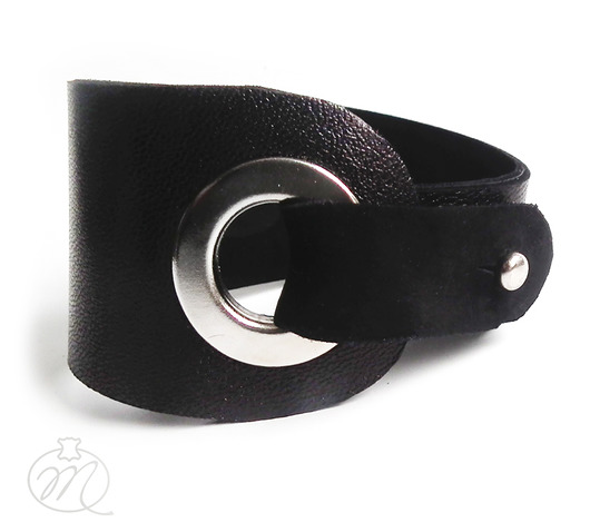 Bransoletka skórzana czarna EYElet Mikashka