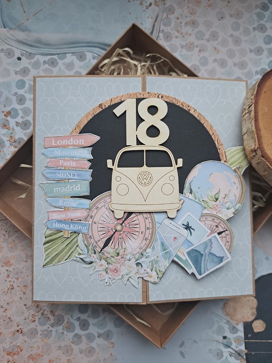 kartki scrapbooking Kartka na 18-stkę/18-ste urodziny dla podróżniczki