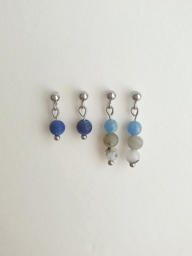 kolczyki z kamieniami Kolczyki MINI zestaw  lapis lazuli, akwamaryn, labradoryt, kamień księżycowy