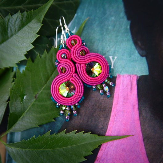 kolczyki soutache Ronja 1 - kolczyki z sutaszu, srebro