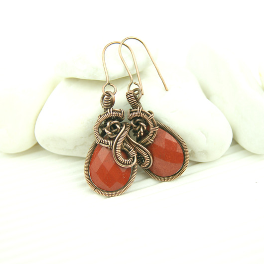 kolczyki wire wrapping Kolczyki z jaspisem