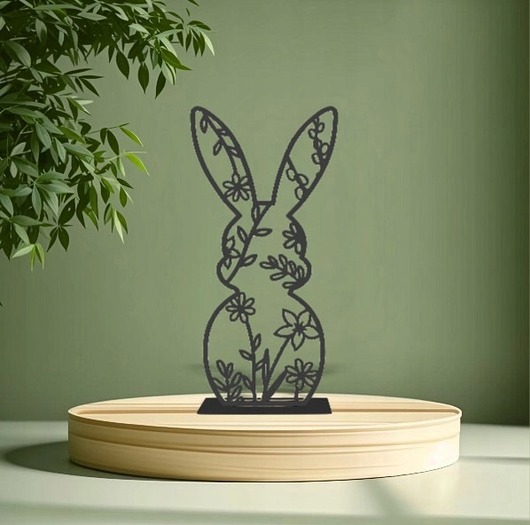 ozdoby wielkanocne Królik Zając Figurka wielkanocny z drewna 20cm na podstawce decoupage