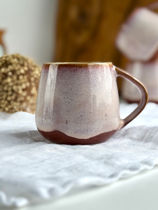 kubki Filiżanka / kubek beczułka ręcznie robiony 320 ml  - Płatki wiśni