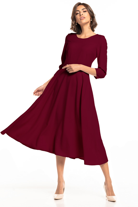 Elegancka sukienka maxi,T327,burgund TESSITA