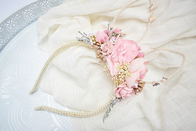 Opaska uszy zajączka Wielkanoc róż Petite Dame