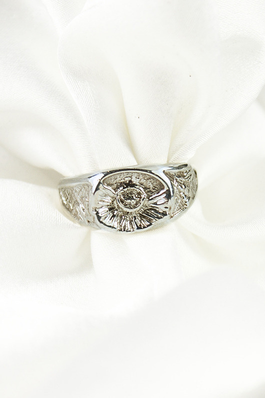 pierścionki srebrne Srebrny sygnet damski piwonia, pełny, srebro 925, Peony, ręcznie wykonany