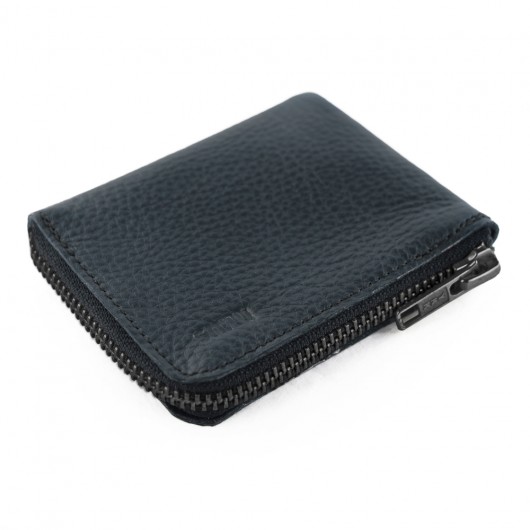 Poche Leather Fold B - Skórzany portfel Navy mius