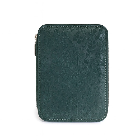 piórniki Etui na 12 piór lub długopisów - zielone welurowe