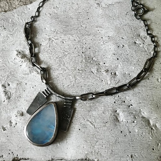 srebrne naszyjniki Kamień księżycowy - masywny naszyjnik