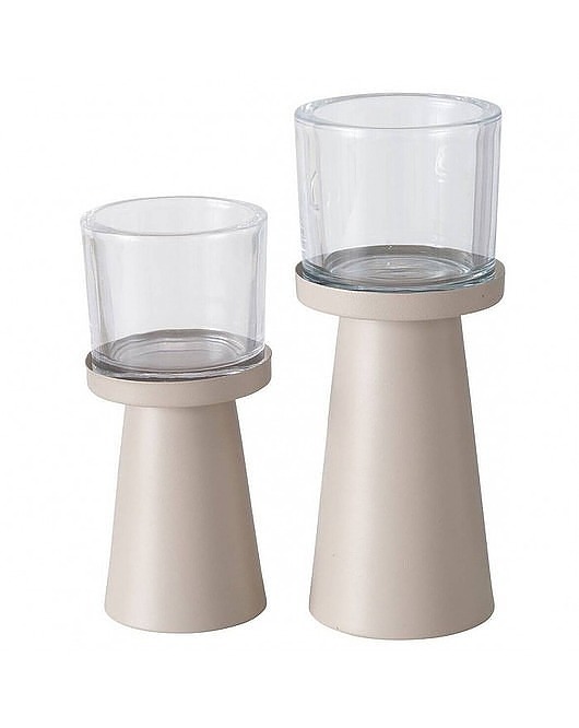 świeczniki i świece Świecznik Metalowy 2 szt. Komplet Beige