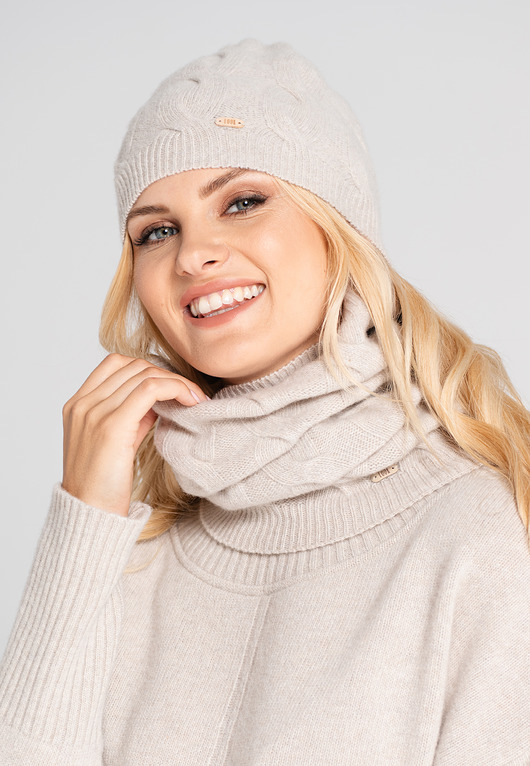 szale damskie Komin szalik damski wełniany warkocze Dorothy Look 243 beż
