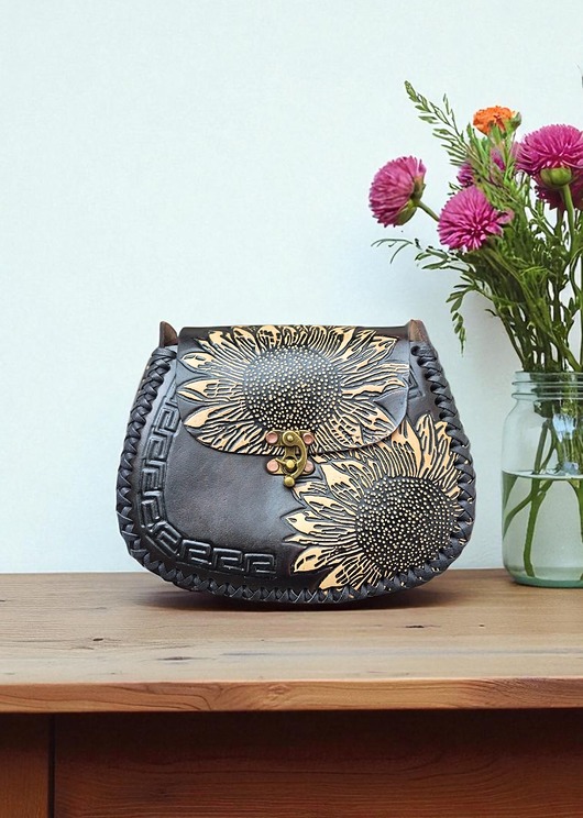 torby na ramię Torebka skórzana ręcznie robiona Girasol