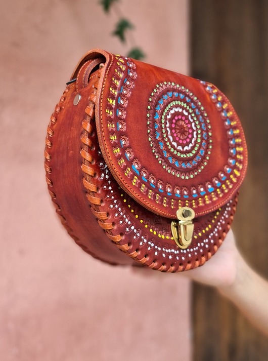 torby na ramię Torebka skórzana ręcznie robiona góralska Mirella ze skóry