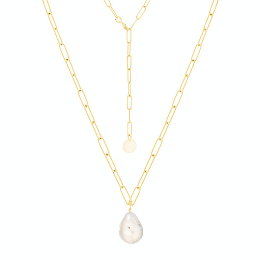 złote naszyjniki Naszyjnik srebrny pozłacany z perłą barokową