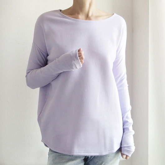 bluza bez kaptura damska Gruby Wąski rękaw Jasnofioletowy